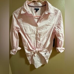 Tommy Hilfiger Pink Tie Front Button Down Shirt